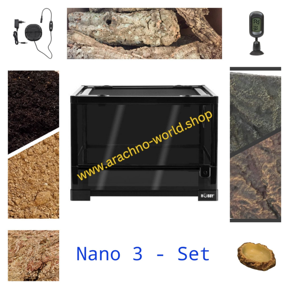 Komplettset Nano 3 Terrarium für Vogelspinnen & Skorpione
